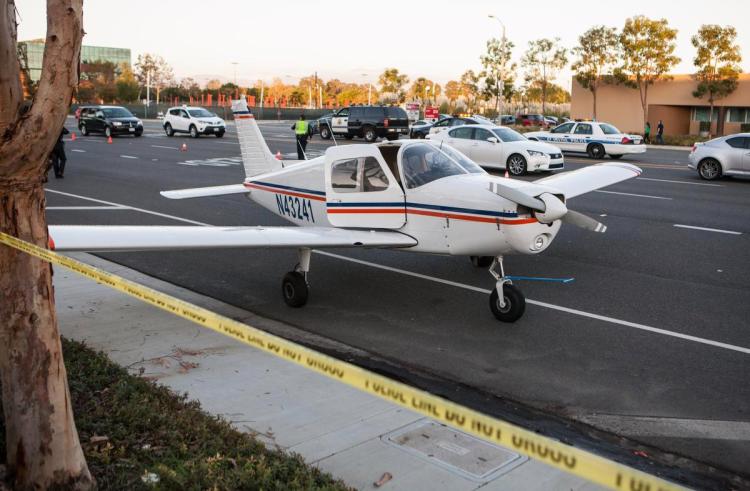 Plane after landing in street